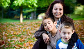 mother and two kids