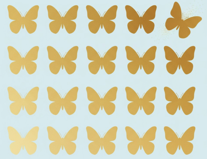 butterfly changes slowly and then flies away